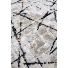 Diji Dekor Halı Vizon  Karo Yıkanabilir Saçaklı Kesme Ince Yolluk Kilim Salon Halısı Modelleri