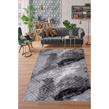 Diji Dekor Halı Antrasit  Karo Yıkanabilir  Kesme Ince Yolluk Kilim Salon Halısı Modelleri