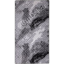 Diji Dekor Halı Antrasit  Karo Yıkanabilir  Kesme Ince Yolluk Kilim Salon Halısı Modelleri