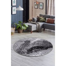Dijidekor Halı Antrasit  Karo  Yuvarlak Kaymaz Kesme Ince Yolluk Kilim Salon Halısı Modelleri