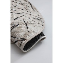 Diji Dekor Halı Vizon  Karo Yıkanabilir Yuvarlak Kesme Ince Yolluk Kilim Salon Halısı Modelleri