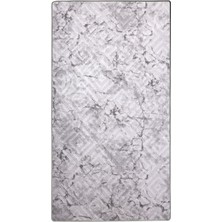 Diji Dekor Halı Gri  Karo Yıkanabilir Saçaksız Kesme Ince Yolluk Kilim Salon Halısı Modelleri