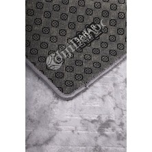 Diji Dekor Halı Gri  Karo Yıkanabilir Saçaksız Kesme Ince Yolluk Kilim Salon Halısı Modelleri