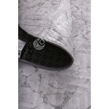 Diji Dekor Halı Gri  Karo Yıkanabilir Yuvarlak Kesme Ince Yolluk Kilim Salon Halısı Modelleri