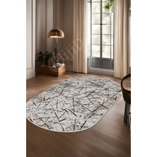 Dijidekor Halı Vizon  Karo Yıkanabilir Oval Kesme Ince Yolluk Kilim Salon Halısı Modelleri