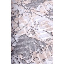 Diji Dekor Halı Gri3  Karo Yıkanabilir Saçaklı Kesme Ince Yolluk Kilim Salon Halısı Modelleri