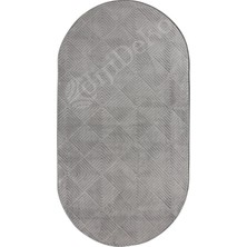 Diji Dekor Halı  Gri Pramit Kaymaz Yıkanabilir Saçaksız Oval Yolluk Kilim Salon Halısı Modelleri