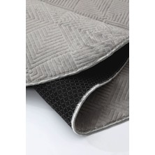 Diji Dekor Halı  Gri Pramit Kaymaz Yıkanabilir Saçaksız Oval Yolluk Kilim Salon Halısı Modelleri