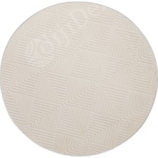 Diji Dekor Halı  Krem Pramit Desenli Saçaksız Yuvarlak Kesme Yolluk Kilim Salon Halısı Modelleri