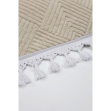 Diji Dekor Halı  Krem Pramit Yıkanabilir Saçaklı Kesme Ince Yolluk Kilim Salon Halısı Modelleri