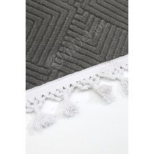 Diji Dekor Halı  Antrasit Pramit Kaymaz Yıkanabilir Saçaklı  Yolluk Kilim Salon Halısı Modelleri