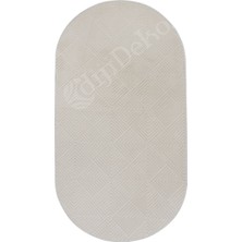 Diji Dekor Halı  Krem Pramit Desenli Kaymaz Yıkanabilir Oval Yolluk Kilim Salon Halısı Modelleri