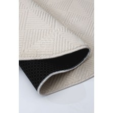 Diji Dekor Halı  Krem Pramit Desenli Kaymaz Yıkanabilir Oval Yolluk Kilim Salon Halısı Modelleri