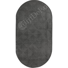 Diji Dekor Halı  Antrasit Pramit Desenli Saçaksız Oval Kesme Yolluk Kilim Salon Halısı Modelleri