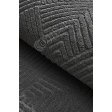 Diji Dekor Halı  Antrasit Pramit Desenli Saçaksız Oval Kesme Yolluk Kilim Salon Halısı Modelleri