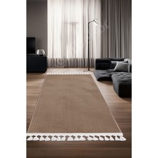 Diji Dekor Halı Cool Kahverengi Sahra Kaymaz Yıkanabilir Saçaklı  Yolluk Salon Halısı Modelleri