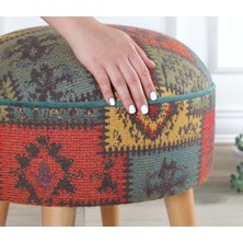 Lorence Home Rugrev Kilim Puf - Yeşil