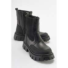 mnpc Kız Çocuk Siyah Hakiki Deri Anatomik Postal