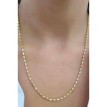 Ose Shop  Italyan 925AYAR Gümüş Üzerine Altın Kaplama Tasarım Trend Çubuk Zincir Kolye
