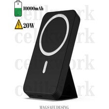 ÇELİKWORK 10000MAH 20W Wireless Magsafe Lüx Deri Stand Kablosuz Taşınabilir Batarya Powerbank