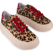 Emel Ayakkabı Modern Rahat Dantel Tasarım Ayakkabı 7961 Leopar