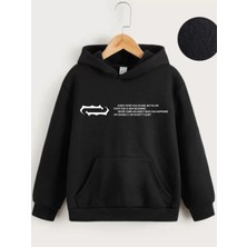 Janes Çocuk Unisex Kapüşonlu Baskılı Sweatshirt - Siyah