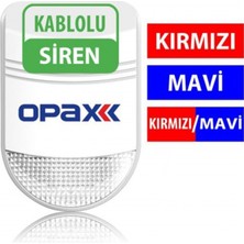 OPAX BGR-10 Kablolu 48 LED Kırmızı - Mavi Işıklı Harici Alarm Sireni