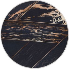 Diji Dekor Halı Siyah Gold  Yıkanabilir Yuvarlak Kesme Ince Yolluk Kilim Salon Halısı Modelleri