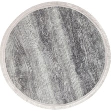 Diji Dekor Halı Gri  KY7056 Saçaklı Yuvarlak Kesme Ince Yolluk Kilim Salon Halısı Modelleri