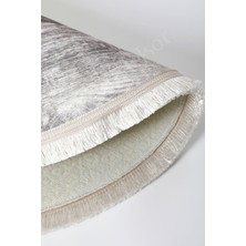 Diji Dekor Halı Gri  KY7056 Saçaklı Yuvarlak Kesme Ince Yolluk Kilim Salon Halısı Modelleri