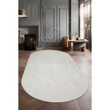 Dijidekor Halı Krem  Janjanlı Ipeksi Oval Kaymaz Kesme Ince Yolluk Kilim Salon Halısı Modelleri