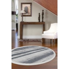 Diji Dekor Halı Gri 9026  Saçaklı Yuvarlak Kaymaz Kesme Ince Yolluk Kilim Salon Halısı Modelleri