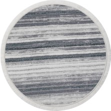 Diji Dekor Halı Gri 9026  Saçaklı Yuvarlak Kaymaz Kesme Ince Yolluk Kilim Salon Halısı Modelleri