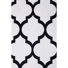 Diji Dekor Halı Beyaz Maça Yıkanabilir Saçaksız Yuvarlak Kesme Ince Yolluk Kilim Salon Halısı Modeli