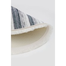 Diji Dekor Halı Gri 9026  Saçaklı Yuvarlak Kaymaz Kesme Ince Yolluk Kilim Salon Halısı Modelleri