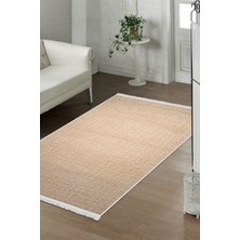 Dijidekor Halı Vizon Stylish Yıkanabilir Saçaklı Kare Kesme Ince Yolluk Kilim Salon Halısı Modeli