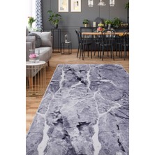 Dijidekor Halı Gri Granit Yıkanabilir Saçaksız Kesme Ince Yolluk Kilim Salon Halısı Modelleri