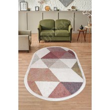 Diji Dekor Halı Multi  K1270 Saçaklı Oval Kaymaz Kesme Ince Yolluk Kilim Salon Halısı Modelleri