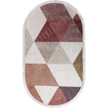 Diji Dekor Halı Multi  K1270 Saçaklı Oval Kaymaz Kesme Ince Yolluk Kilim Salon Halısı Modelleri