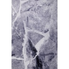 Diji Dekor Halı Gri Granit Yıkanabilir Saçaksız Oval Kesme Ince Yolluk Kilim Salon Halısı Modelleri