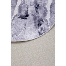 Diji Dekor Halı Gri Granit Yıkanabilir Saçaksız Oval Kesme Ince Yolluk Kilim Salon Halısı Modelleri