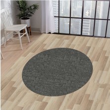 Diji Dekor Halı Antrasit  K1290  Yuvarlak Kaymaz Kesme Ince Yolluk Kilim Salon Halısı Modelleri
