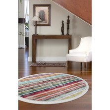 Diji Dekor Halı Multi  Yıkanabilir Saçaklı Yuvarlak Kesme Ince Yolluk Kilim Salon Halısı Modeli