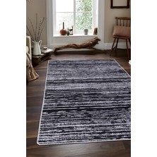 Diji Dekor Halı Siyah Gri  YM4700 Yıkanabilir  Kesme Ince Yolluk Kilim Salon Halısı Modelleri