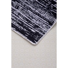 Diji Dekor Halı Siyah Gri  YM4700 Yıkanabilir  Kesme Ince Yolluk Kilim Salon Halısı Modelleri