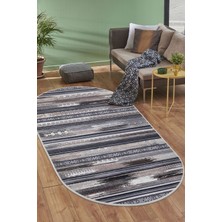 Diji Dekor Halı Kahverengi  Köln Yıkanabilir Oval Kesme Ince Yolluk Kilim Salon Halısı Modelleri