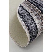 Diji Dekor Halı Kahverengi  Köln Yıkanabilir Oval Kesme Ince Yolluk Kilim Salon Halısı Modelleri