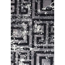 Diji Dekor Halı Siyah  K1320 Yıkanabilir Saçaksız Kesme Ince Yolluk Kilim Salon Halısı Modelleri