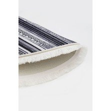 Diji Dekor Halı Gri  Köln Yıkanabilir Saçaklı Oval Kesme Ince Yolluk Kilim Salon Halısı Modeli