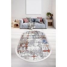 Dijidekor Halı Multi  KY7005 Saçaklı Oval Kaymaz Kesme Ince Yolluk Kilim Salon Halısı Modelleri